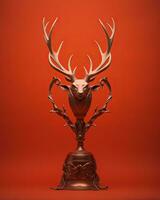 a trophy with a deer head on top of it generative ai photo