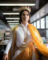 a woman wearing a crown in an office generative ai photo