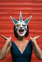 a woman wearing a mask with a star on it generative ai photo
