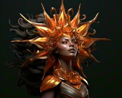 a woman wearing an orange and gold headdress generative ai photo