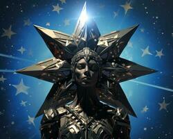 a woman with a star on her head in front of a starry background generative ai photo