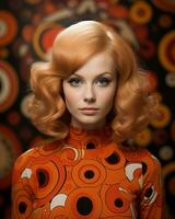 a woman with orange hair and an orange dress generative ai photo