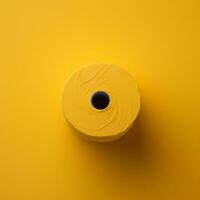 a yellow roll of toilet paper on a yellow background generative ai photo