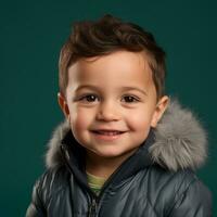 a young boy in a blue jacket with a fur collar generative ai photo