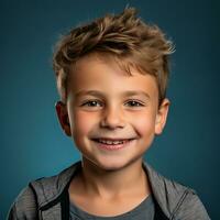 a young boy with a smile on his face generative ai photo