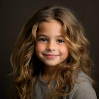 a young girl with long curly hair posing for the camera generative ai photo