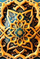 realistic 3d luxury gold islamic decoration pattern photo