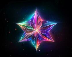 abstract colorful star on a black background with stars in the background generative ai photo