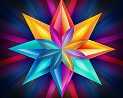 abstract colorful star on a black background generative ai photo