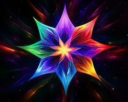 abstract colorful star on black background generative ai photo