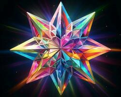 abstract colorful star on black background generative ai photo