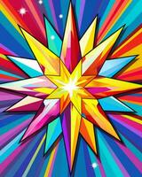 an abstract illustration of a starburst on a colorful background generative ai photo