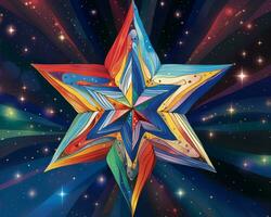 an abstract painting of a star with many colors generative ai photo