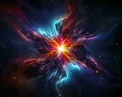 un resumen imagen de un estrella en el centrar de un nebulosa generativo ai foto