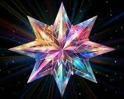 an abstract star with many colors on a black background generative ai photo