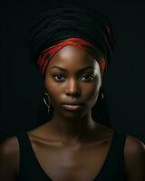 an african woman with a turban on her head generative ai photo