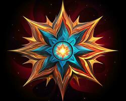 an artistic illustration of a star with an orange and blue design generative ai photo