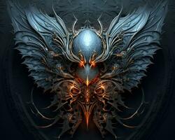 an artistic image of an angel with wings and a dark background generative ai photo
