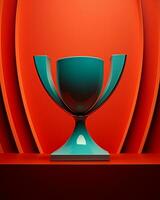 an award trophy on a red background generative ai photo