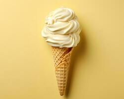 an ice cream cone on a yellow background generative ai photo