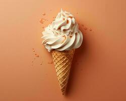 an ice cream cone with whipped cream on top generative ai photo