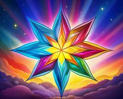 an illustration of a colorful star in the sky generative ai photo