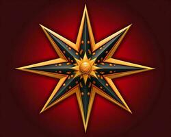 an illustration of a golden star on a red background generative ai photo