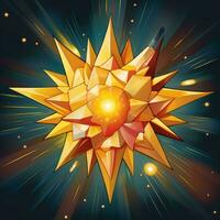 an illustration of a golden star with a burst of light coming out of it generative ai photo