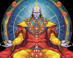 an illustration of a man sitting in a lotus position generative ai photo