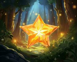 an illustration of a star in a forest generative ai photo