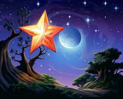 un ilustración de un estrella en el noche cielo generativo ai foto