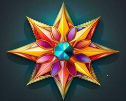 an illustration of a star made of colorful crystals on a black background generative ai photo