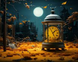 an image of a clock in the middle of the night generative ai photo