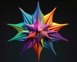 un imagen de un vistoso estrella hecho fuera de origami generativo ai foto