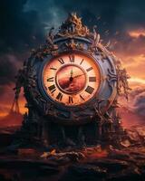 an image of a clock with roman numerals on it generative ai photo