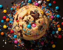 an image of a cookie covered in chocolate and sprinkles generative ai photo