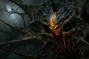 an image of a creepy looking spider with glowing eyes generative ai photo