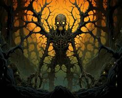 an image of a creepy creature in the woods generative ai photo