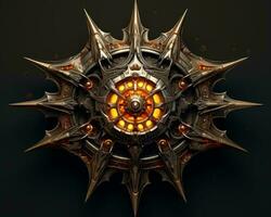 an image of a golden star with glowing eyes generative ai photo