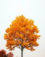 un imagen de un solitario árbol en el medio de un campo generativo ai foto