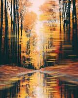 an image of a road in the fall with trees in the background generative ai photo
