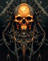 an image of a skull on a black background generative ai photo