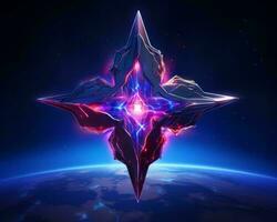 an image of a star in space with a purple and pink background generative ai photo