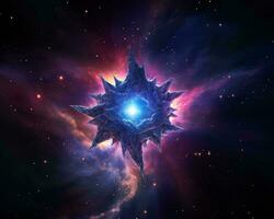 un imagen de un estrella en el centrar de un nebulosa generativo ai foto