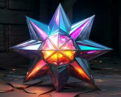an image of a star shaped object with colorful lights generative ai photo