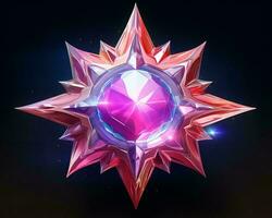 an image of a star with a pink crystal on it generative ai photo