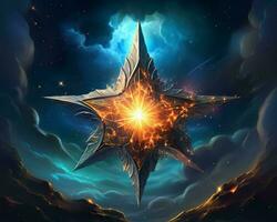 an image of a star with flames coming out of it generative ai photo