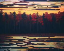 an image of a sunset with trees in the background generative ai photo