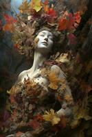 an image of a woman with leaves on her head generative ai photo