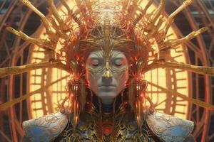 an image of a woman with gold and red hair generative ai photo